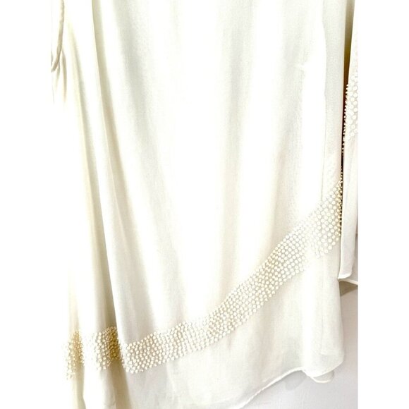 Narcisa Lang Women Ivory Sleeveless Blouse S Sequin - Picture 2 of 11